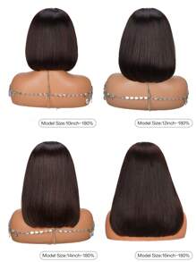 13x4 透明蕾丝前鲍勃假发 100% 真人头发 180% 密度直发安装深棕色 2# 预拔婴儿头发适合女性自然发际线 - 9AM 头发运动度假旅行节舞会户外角色扮演校园学校海滩婚礼露营假日服装夏季服装度假氛围魅力优雅休闲 Y2k 时尚风格 Ss25 透气帽保暖