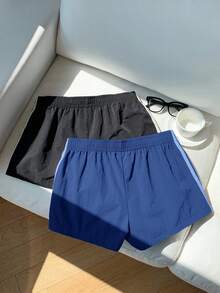 Comfortcana 2件套女士撞色腰带短裤，夏季 - 彩色 - 查看 2