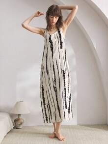 Ocili 舒适简约条纹印花女式睡袍