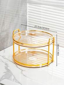 SHEIN 1 件钻石纹理双层/单层托盘带手柄，现代双手柄托盘，适用于家庭 - 無色 - 查看 5