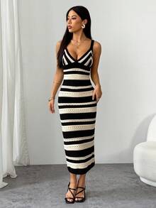 SHEIN PETITE Large Size Spring And Autumn Holiday Crochet Long Sweater Dress - Multicolor - View 13