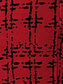 SHEIN Clasi 夏季优雅女士格纹印花弹力针织裤，适合各种场合，适合夏季度假、优雅旅行、日常通勤 - 紅色 - 查看 7