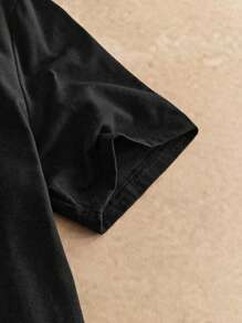 Manfinity BRENVOR 2pcs Men's Eagle Print Round Neck Short Sleeve T-Shirt And Letter Print Drawstring Waist Casual Pants Set - Camel - View 3