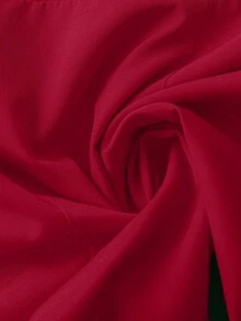 SHEIN Clasi Plus Size Women Elastic Waist Casual Straight Leg Wide Leg Pants Fall Cloth For Women - Red - View 4