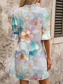 SHEIN Clasi 彩色珐琅印花女式迷你连衣裙 - 彩色 - 查看 2