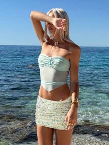 Sweetina Sexy Glitter Party Bodycon Mini Skirt, Blue - Apricot - View 6