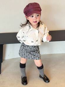DAZY Baby Girls Bow Embroidery Korean Style Loose Fit Collared Blouse Fall/Winter - White - View 7