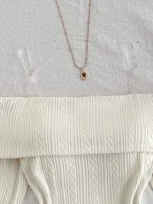 SHEIN Tween Girl Fitted Casual Minimalist Comfortable Off Shoulder Contrast Color Bowknot Jumpsuit