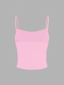 SHEIN EZwear 休闲简约浅粉色吊带背心，适合夏季苗条女性 - 淺粉色 - 查看 2