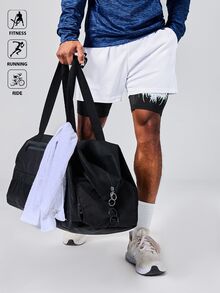 Acti Log 男士休闲印花运动短裤 - 白色 - 查看 6