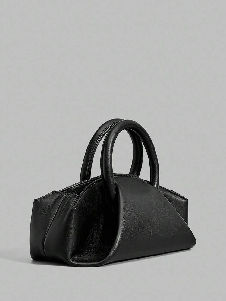 1pc Women's Solid Color Daily Commute Fashion Double-Loop Handbag