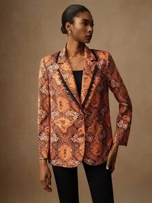 Vesra Blazer rétro pour femmes avec bordure contrastée - Multicolore - Voir 3
