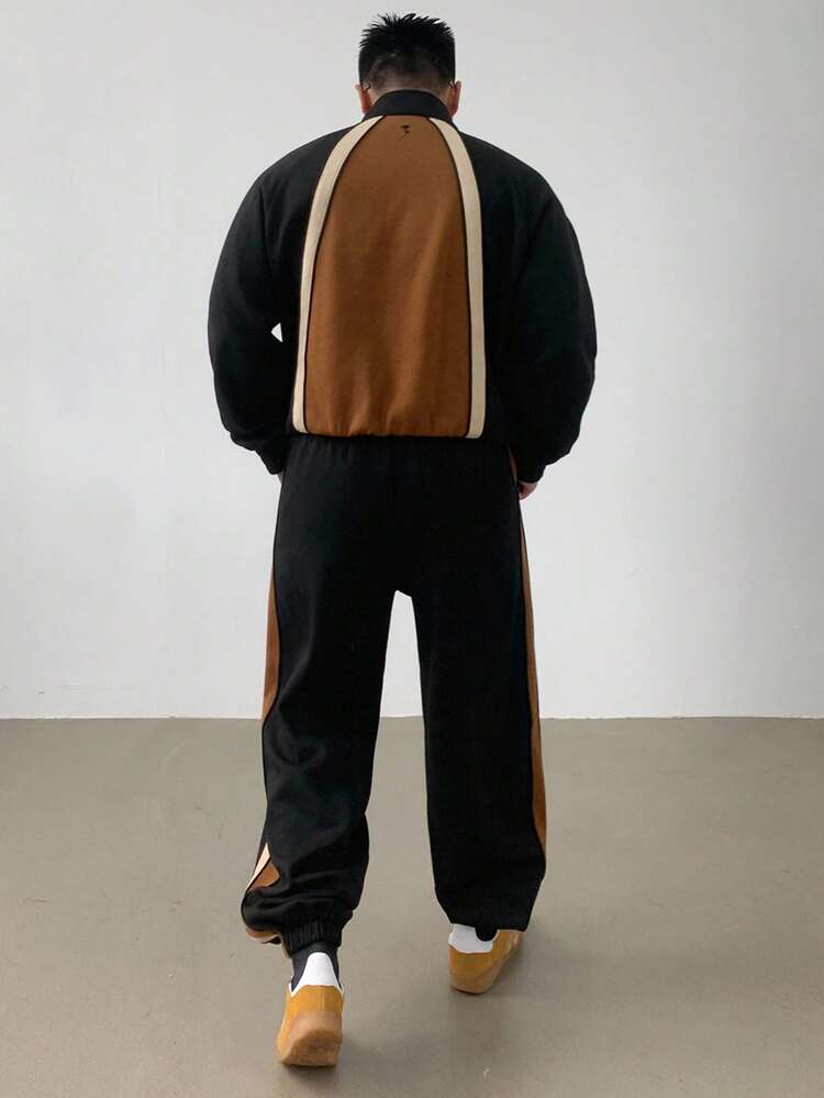 Men's Colorblock Half-Zip Pullover Sweatshirt Set, Autumn