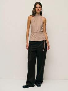 Nöista 条纹露背上衣凭借其合身的廓形和别致的领口在秋季女装中脱颖而出，露背上衣 - 彩色 - 查看 7