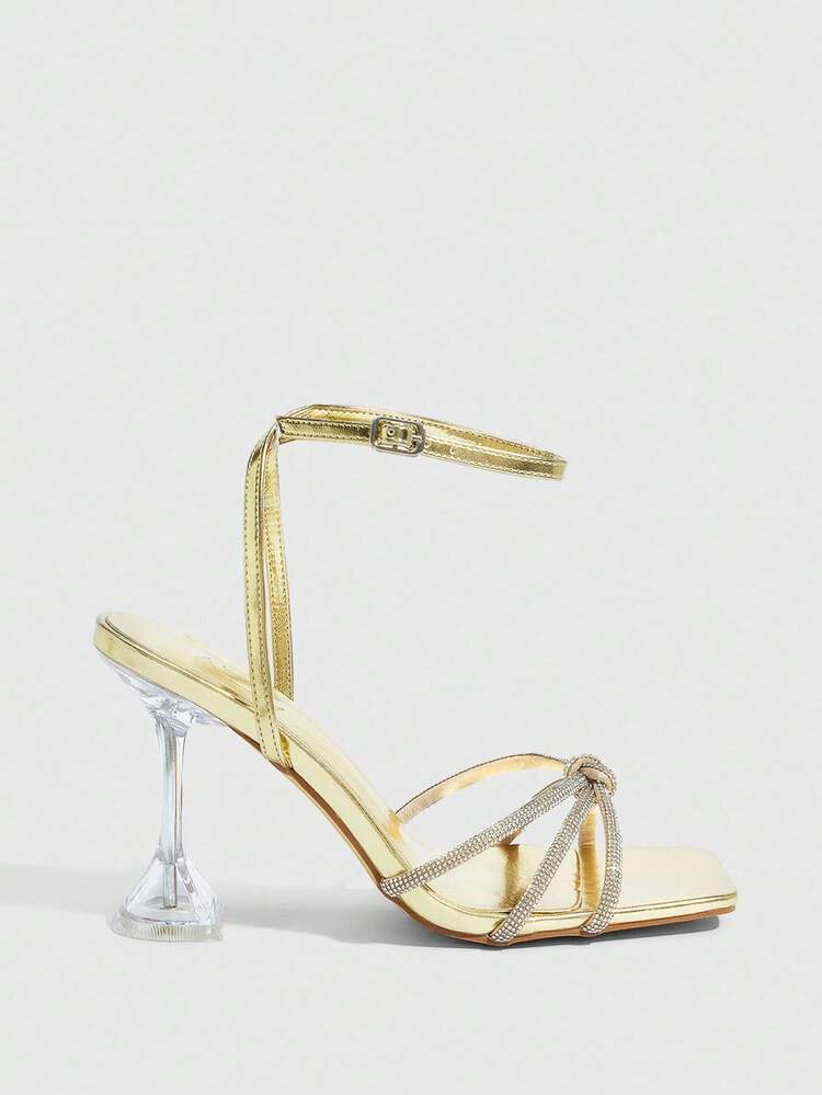 CUCCOO SZL Women's Gold Diamond Strap Ankle Strap Sexy Fashion