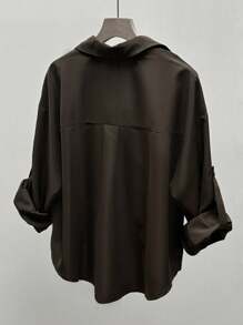 INAWLY Casual Turndown Collar Double Layer 2 In 1 Shirt Fall Cloth For Women