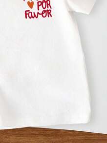 SHEIN 少女休闲标语印花短袖T恤，夏季