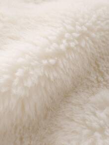 Franclia 女式纯色长袖单排扣宽松休闲仿皮草夹克 - 杏色 - 查看 4