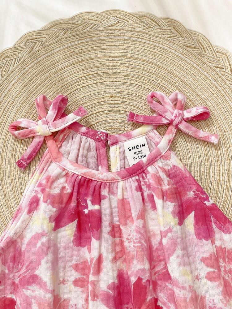 Baby Girl Floral Print Casual Sleeveless Dress - Multicolor - View 4