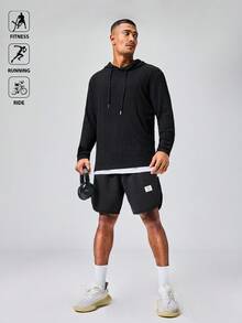 Manfinity Sport Polished Men's Casual Solid Color Hooded Sweatshirt