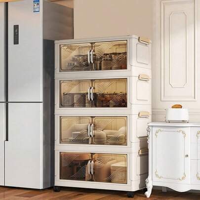 SHEIN 1PC 宽储物柜，折叠储物箱，家庭客厅玩具柜，零食柜整理器，厨房橱柜，圣诞礼物，储物箱，床下储物