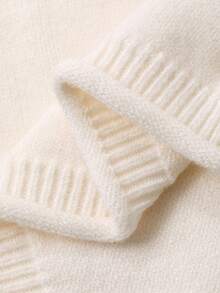 DAZY 女童圆领拼色花卉印花长袖毛衣，秋冬款 - 白色 - 查看 9