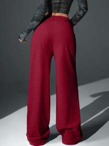 CasuGlow Femmes, Printemps, Automne, Hiver, Pantalons de survêtement, Bord brut, Poche, Cordon de serrage, Coupe ample, Jambe large, Broderie, Pantalons, Pantalons petite taille, Vêtements pour femmes petite taille, Automne, Pantalons noirs, Petite taille