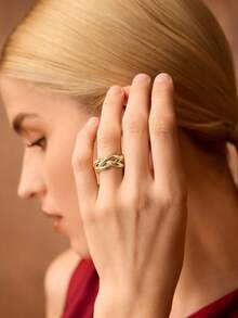 MOTF PREMIUM Anillo abierto trenzado enchapado en oro de 18K - Dorado - Ver 2