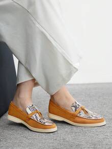 Sleekvia 女士休闲舒适一脚蹬平底鞋 - 駝色 - 查看 4