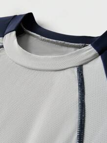 JNSQ Back To School Outdoor Sports Short Sleeve T-Shirt, Kids Round Neck Contrast Color Funny Letter Print Outdoor Sports Short Sleeve Tee - Multicolor - View 7