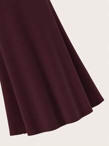 SHEIN Tall Dark Plum Knitted Fishtail Long Skirt + Small High Collar Top Two Pieces Suit - Brown - View 3
