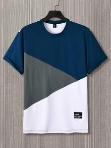 Manfinity Homme 男士几何印花圆领休闲短袖T恤，夏季