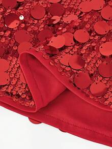 SHEIN Girlism 青少年女孩纯色串珠休闲紧身迷你裙 - 紅色 - 查看 4