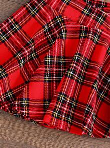 SHEIN Young Girls' Red Plaid A-Line Skirt, Fitted Casual Minimalist Comfortable Criss-Cross Waist Design Pleated Skirt, Suitable For School, Casual, Party, Christmas, New Year, Autumn/Winter Girls Women's Festive Red Plaid A-Line Mini Skirt For Christmas Celebrations Holiday Red Tartan Mini Skirt For Women With Flared A-Line Design Classic Red Plaid Women's Skirt Perfect For Winter Festive Outfits Girls Christmas Plaid Skirt Girls Red Plaid Skirt Red Plaid Skirt Plaid Skirt Plaid Skirt For Girls Fall - Burgundy - View 6
