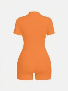 Core Rhythm Combinaison de sport à demi-zip à manches courtes de couleur unie pour femmes, été