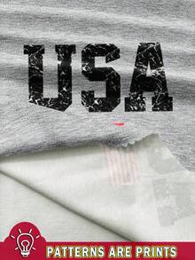 SHEIN EZwear Áo nỉ dài tay cổ tròn in họa tiết đơn giản ngày độc lập cờ Mỹ cho nữ, áo nỉ dài tay cổ tròn cỡ lớn thường ngày màu xám nhạt thả vai cho nữ mùa xuân/thu, áo dài tay - Màu Xám nhạt - Xem 3