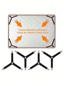 SHEIN 4pcs Adjustable Bed Sheet Fasteners, Triangular Bed Sheet Clips, Blanket Anti-Slip Fixers, Suitable For Bedsheet, Sofa Covers