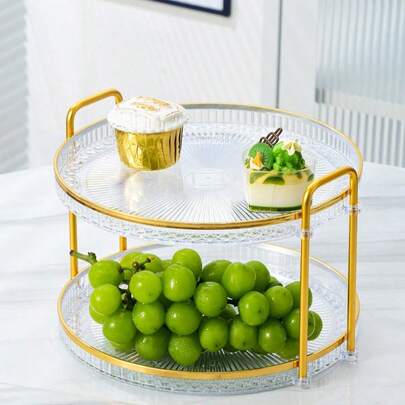 SHEIN 1 件钻石纹理双层/单层托盘带手柄，现代双手柄托盘，适用于家庭