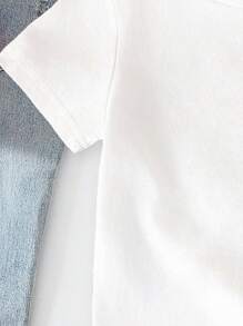 SHEIN 少女休闲标语印花短袖T恤，夏季