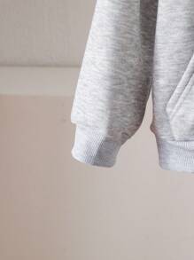 SHEIN Young Girl Casual Thermal Lined Sweatshirt, Versatile For Autumn/Winter Fall - Grey - View 3