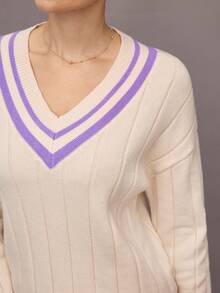 Activina Suéteres de golf para mujer, suéter de manga larga con cuello en V, suéteres de tenis morados para mujer - Morado - Ver 7
