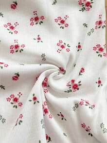 Soleia Women's Retro Red & White Ditsy Floral Lace Trim Splice Contrast Color Halter Jumpsuit With Cute Bow Decor, Ballerina Style Summer Top Summer Spring Valentine's Day Casual Vacation  Beach Wedding Birthday Going Out Elegant Casual Vacation Cute Romper Women Cotton Rompers For Women Women Summer Clothes Set Cherry Outfit Women Two Piece Set Women Short Sleeve - Multicolor - View 7