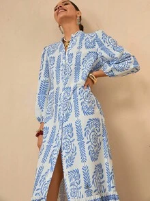 Bóhologie Đầm Maxi Dài Đi Nghỉ In Hoa Cho Nữ - Màu xanh lam - Xem 5