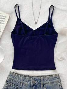 女童蕾丝芭蕾风格吊带背心，海军蓝和白色 - 藏蓝色 - 查看 2