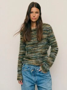 Nöista 柔软质感条纹针织毛衣，穿着舒适，是女士冬季时尚百搭的单品，非常适合打造时尚休闲造型、轻松的夜间外出装扮、节日圣诞造型和精致的新年装束。 - 綠色 - 查看 6