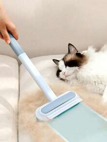 Zazumi 1pc Multi-Functional 4-In-1 Pet Brush, Two-Way Felt Removal Design, Washable For Easy Cleaning, For Pet Cat And Dog Hair Removal, Carpet, Bed, Clothing And Glass Cleaning, Pet Cleaning Supplies