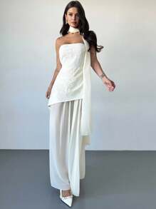 Firerie 女士休闲优雅网眼刺绣雪纺连衣裙 / 秋季女装 / 女士约会夜装 / 露肩 / 飘逸连衣裙 / 教堂礼服 / 婚礼宾客礼服 / 优雅返校节礼服 / 节日礼服 / 派对礼服 / 雪纺飘逸裙 / 伞裙 - 杏色 - 查看 7