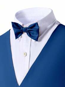 SHEIN 2pcs Teen Boys Gentleman Suit, Vest + Long Trousers, Elegant Outfit For Birthday Party, Wedding, Prom, Graduation, School, Campus, College - Navy Blue - View 7