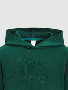 SHEIN 年轻女孩宽松休闲舒适连帽套头衫和裤子套装 - 綠色 - 查看 5