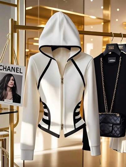 GlowEve Women's Fashion Color Block Drawstring Hoodie Sweatshirt Pullover Fall